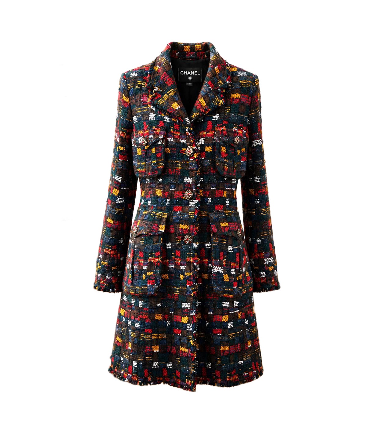CHANEL 13K$ Paris / Edinburgh CC Gripoix Buttons Tweed Coat 42 FR For Sale