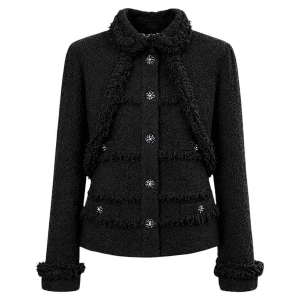 CHANEL 13K$ Paris / MONTE-CARLO Schwarz Tweed Jacke 44 FR im Angebot