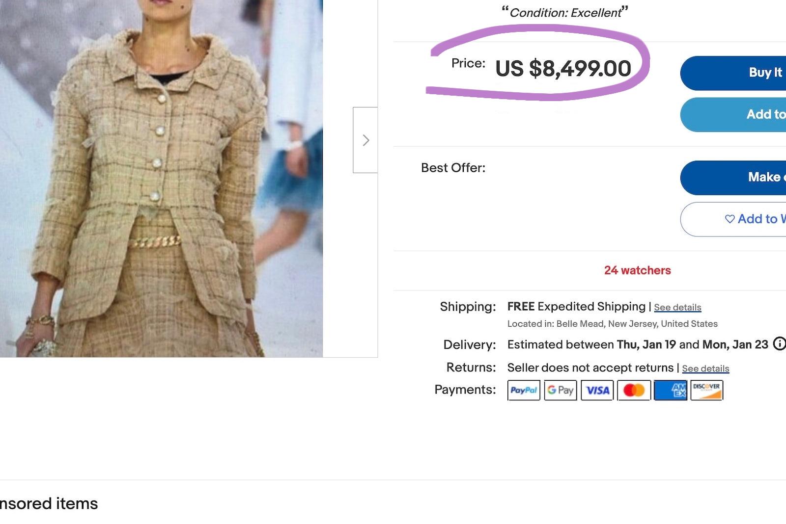 Chanel 13K$ Schleife Tuile Beige Tweed Jacke 36 FR für Damen oder Herren