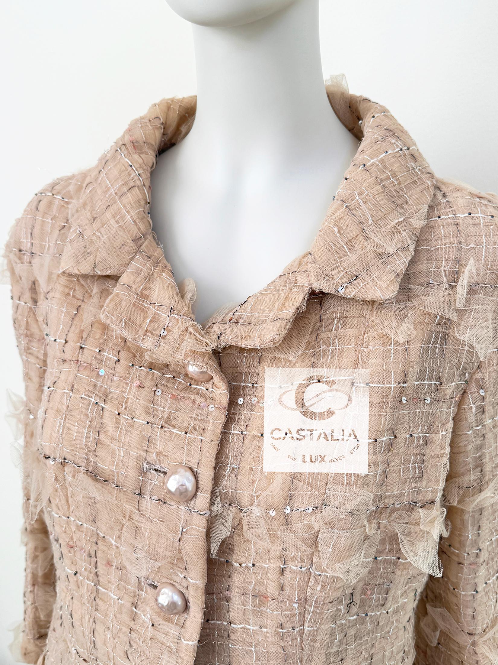 Chanel 13K$ Schleife Tuile Beige Tweed Jacke 36 FR 5