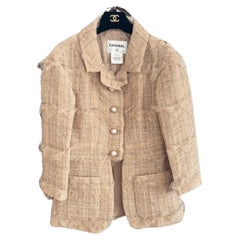 Chanel 13K$ Schleife Tuile Beige Tweed Jacke 36 FR
