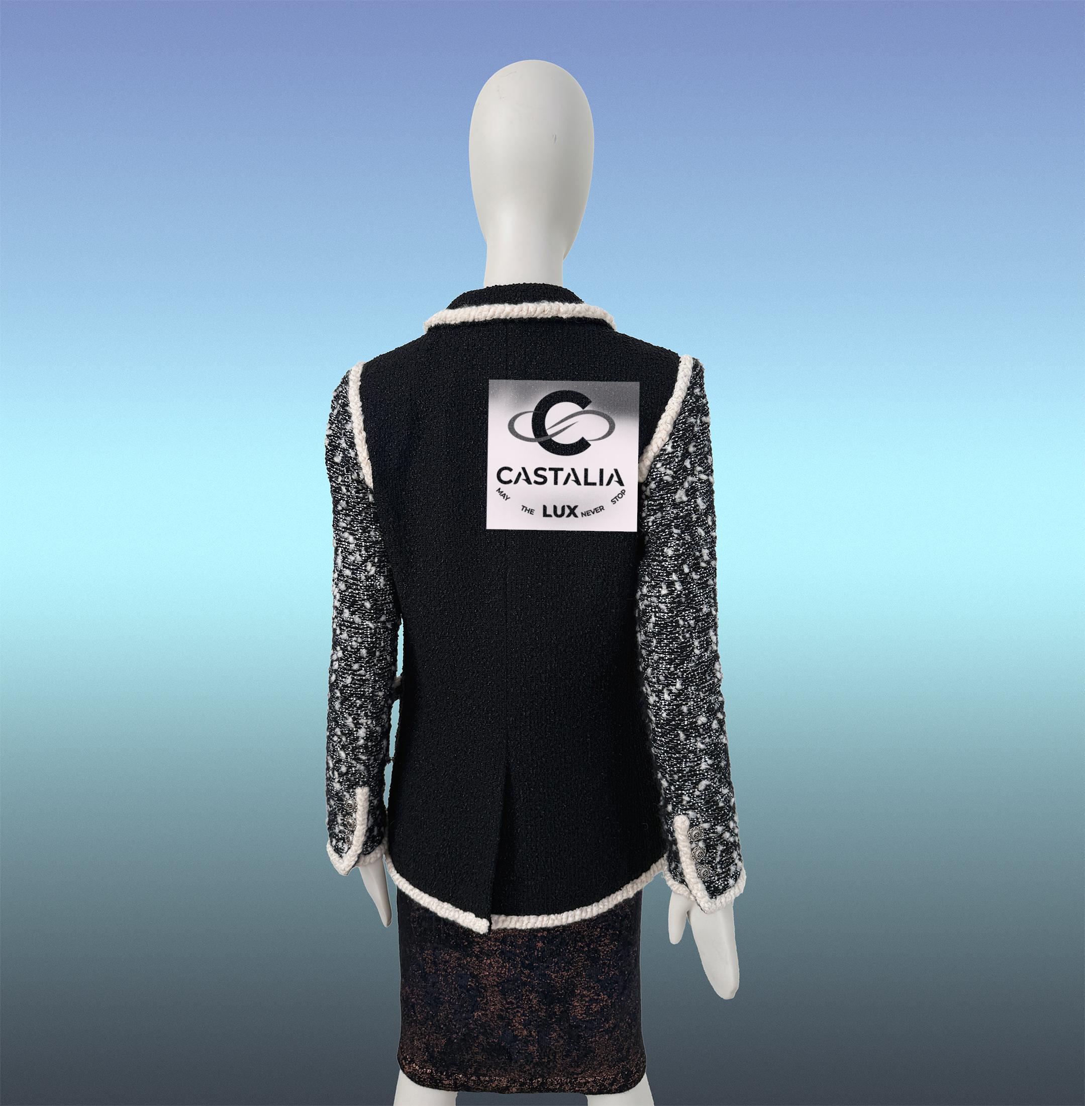 Chanel 13K$ Giacca nera da passerella con decorazioni in paillettes 34 FR in vendita 14