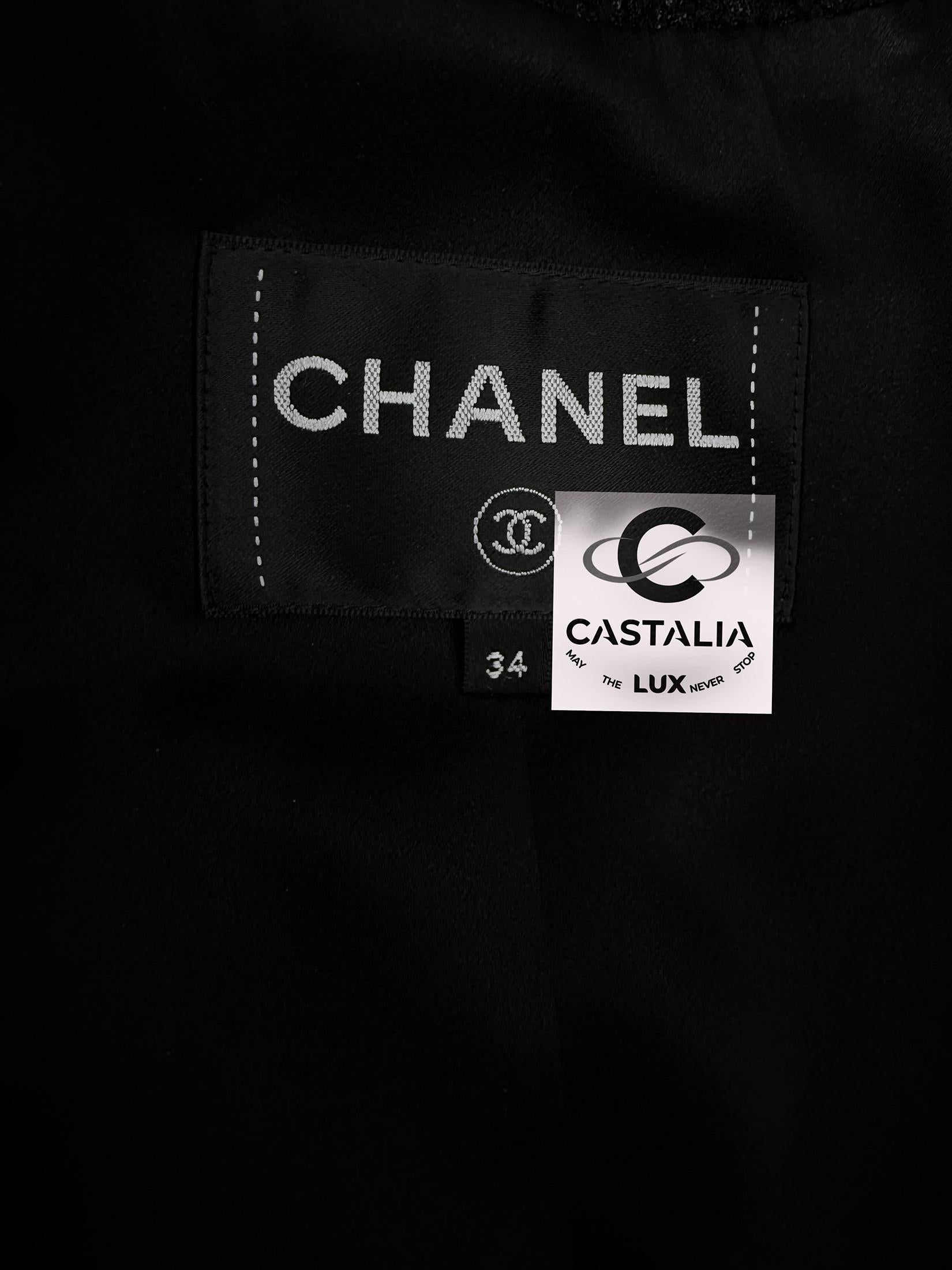 Chanel 13K$ Giacca nera da passerella con decorazioni in paillettes 34 FR in vendita 15