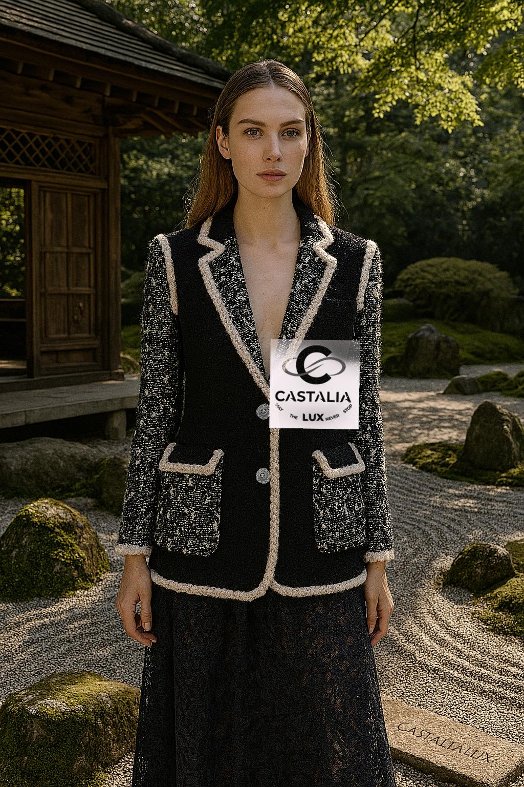 Chanel 13K$ Giacca nera da passerella con decorazioni in paillettes 34 FR in vendita 1