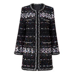 CHANEL 13K$ SUPERMARKET Neu Schwarz Konfetti Tweed Mantel 42 FR