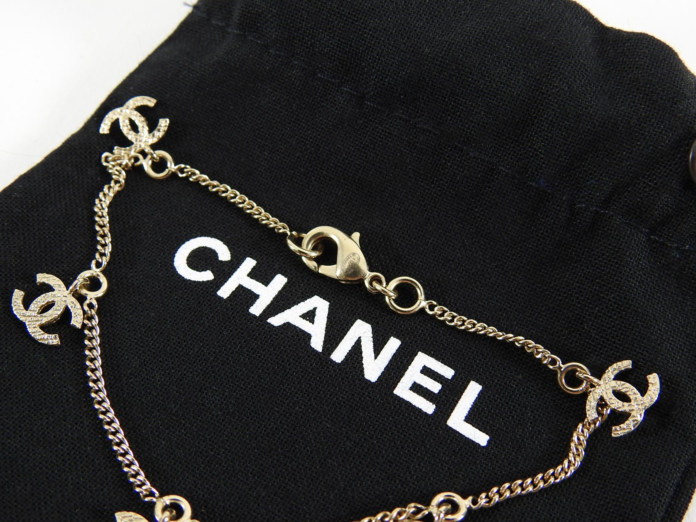 Women's Chanel 13P Gold Dainty CC Charm Chain Bracelet