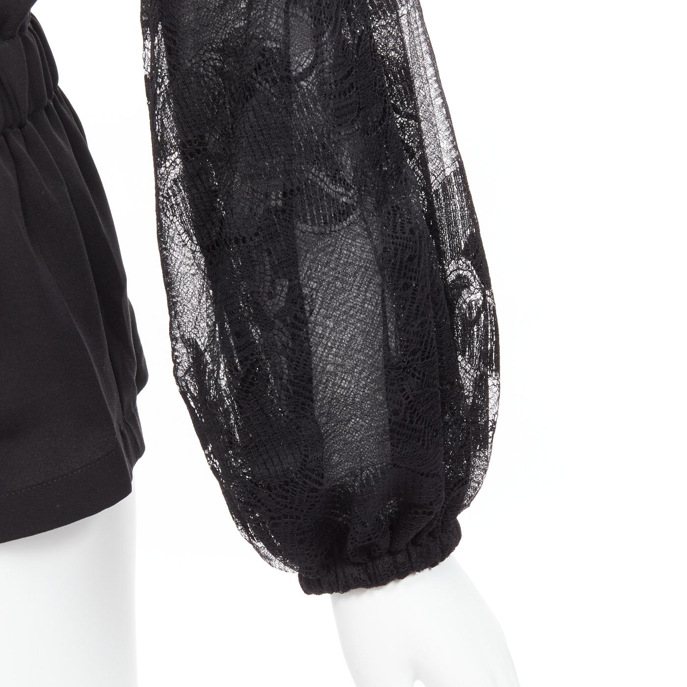 CHANEL 13P silk black floral lace layered sleeves pleated jacket blouse FR36 S
Reference: TGAS/D00393
Brand: Chanel
Designer: Karl Lagerfeld
Collection: 13P
Material: Silk
Color: Black
Pattern: Solid
Closure: Button
Lining: Black Fabric
Extra