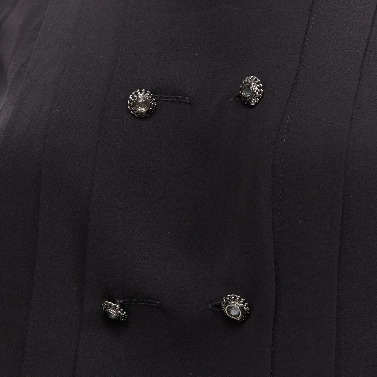 CHANEL 13P silk black floral lace layered sleeves pleated jacket blouse FR36 S For Sale 3