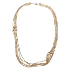 Chanel 14A Faux Pearl Embellished Multi Chain Necklace