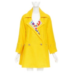 CHANEL 14A Supermarket Runway wool tweed printed lining swing pea coat FR36 S