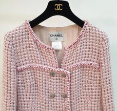Chanel 14C Pink Double Breasted Tweed Jacket