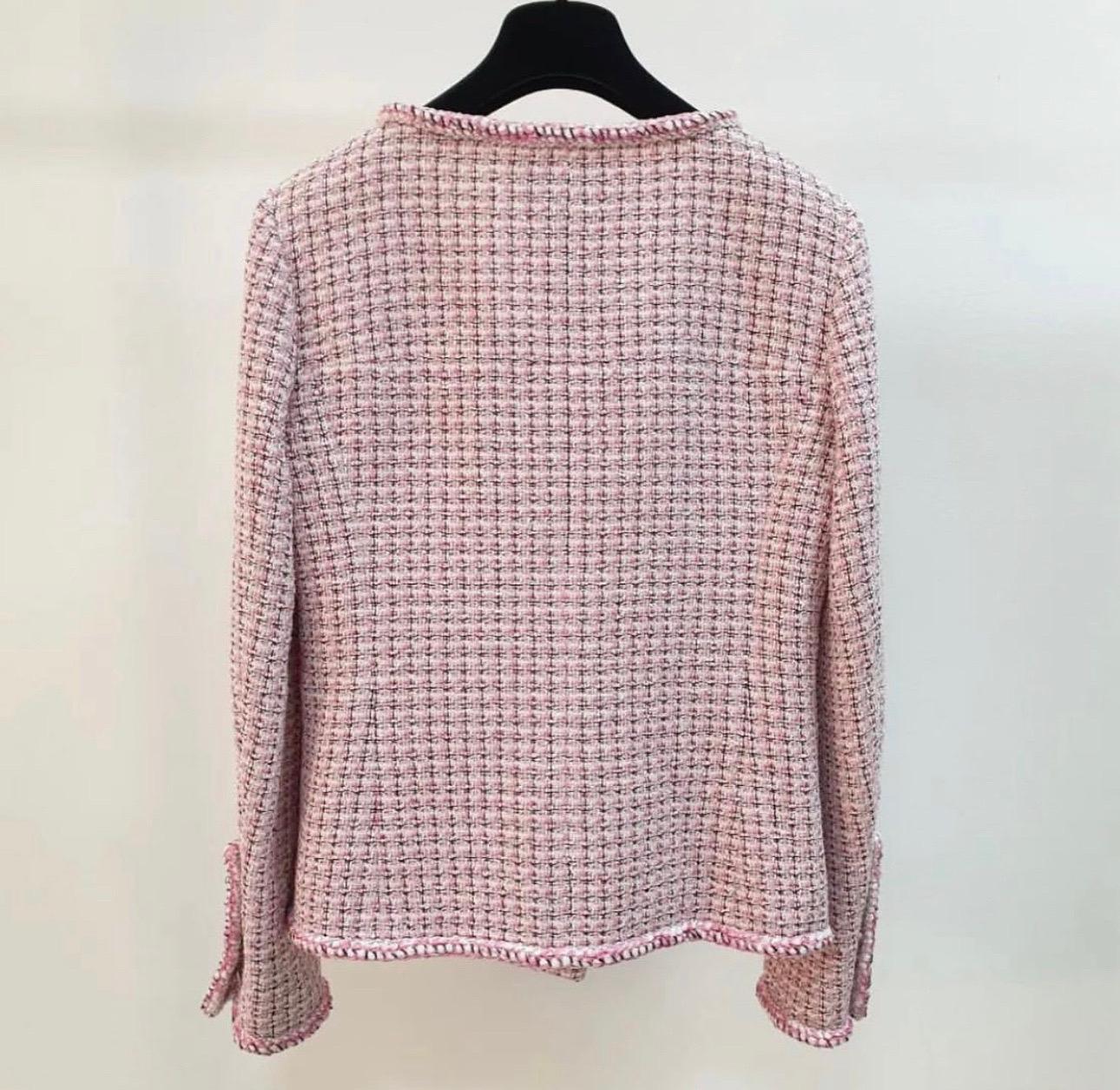 Women's Chanel 14C Pink Double Breasted Tweed Jacket
