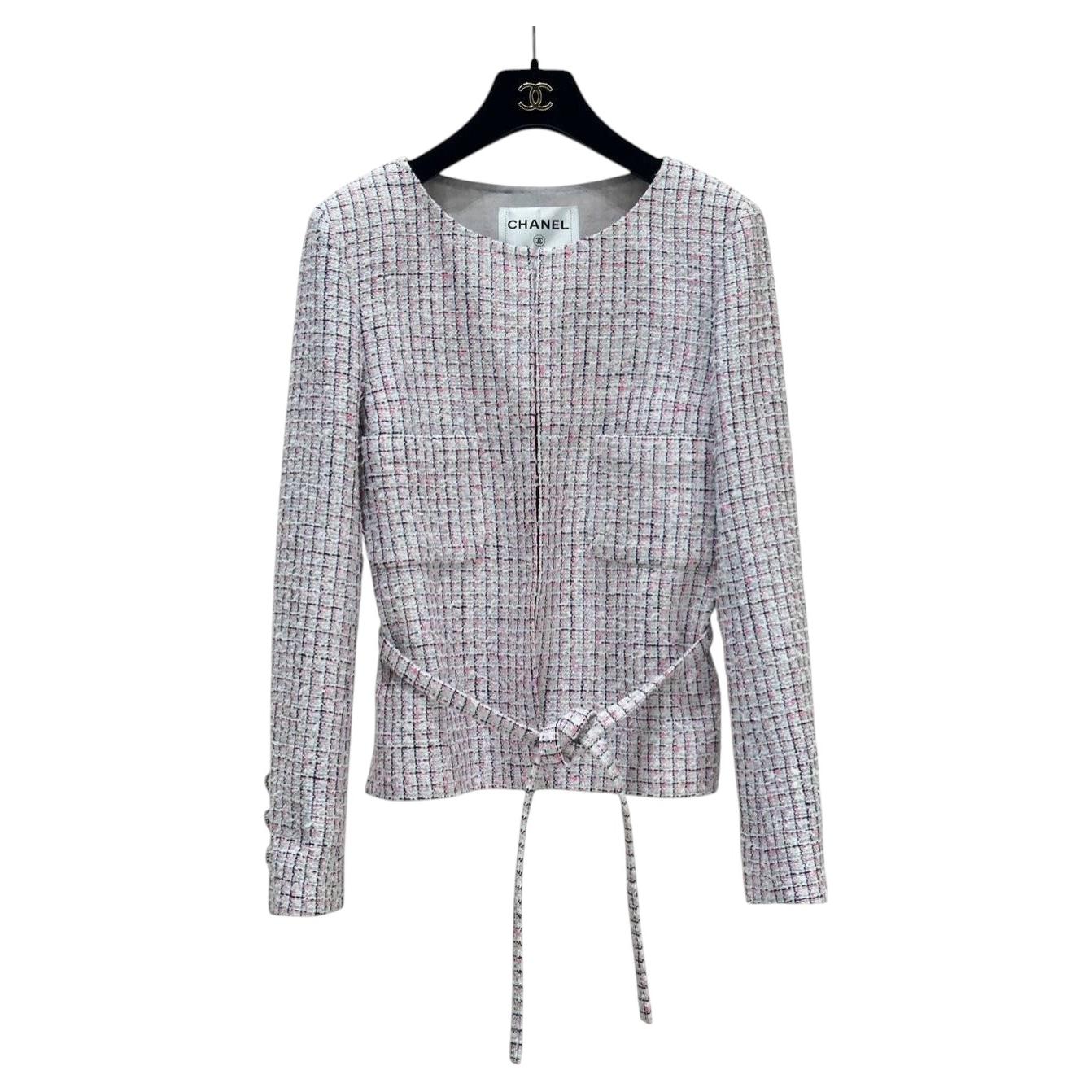 Chanel 14C Pink Tweed Jacket Sz 38