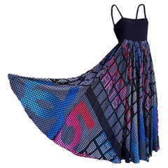 CHANEL 14K$ Airlines CC LOgo Maxi Silk Dress 38 FR