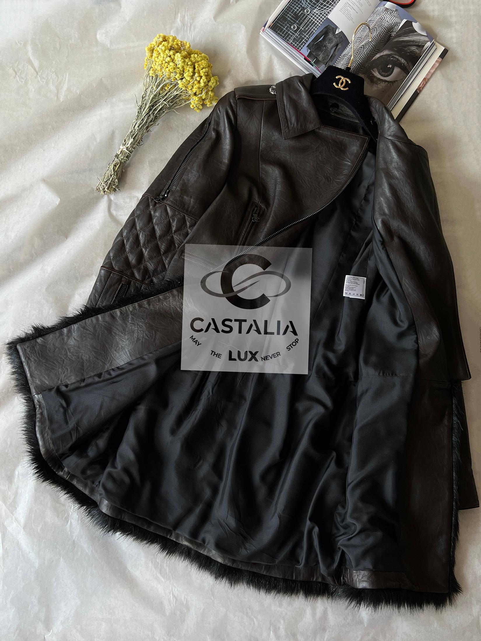 Chanel 14K$ Arctic Collection Runway Leather Coat 38 FR 14