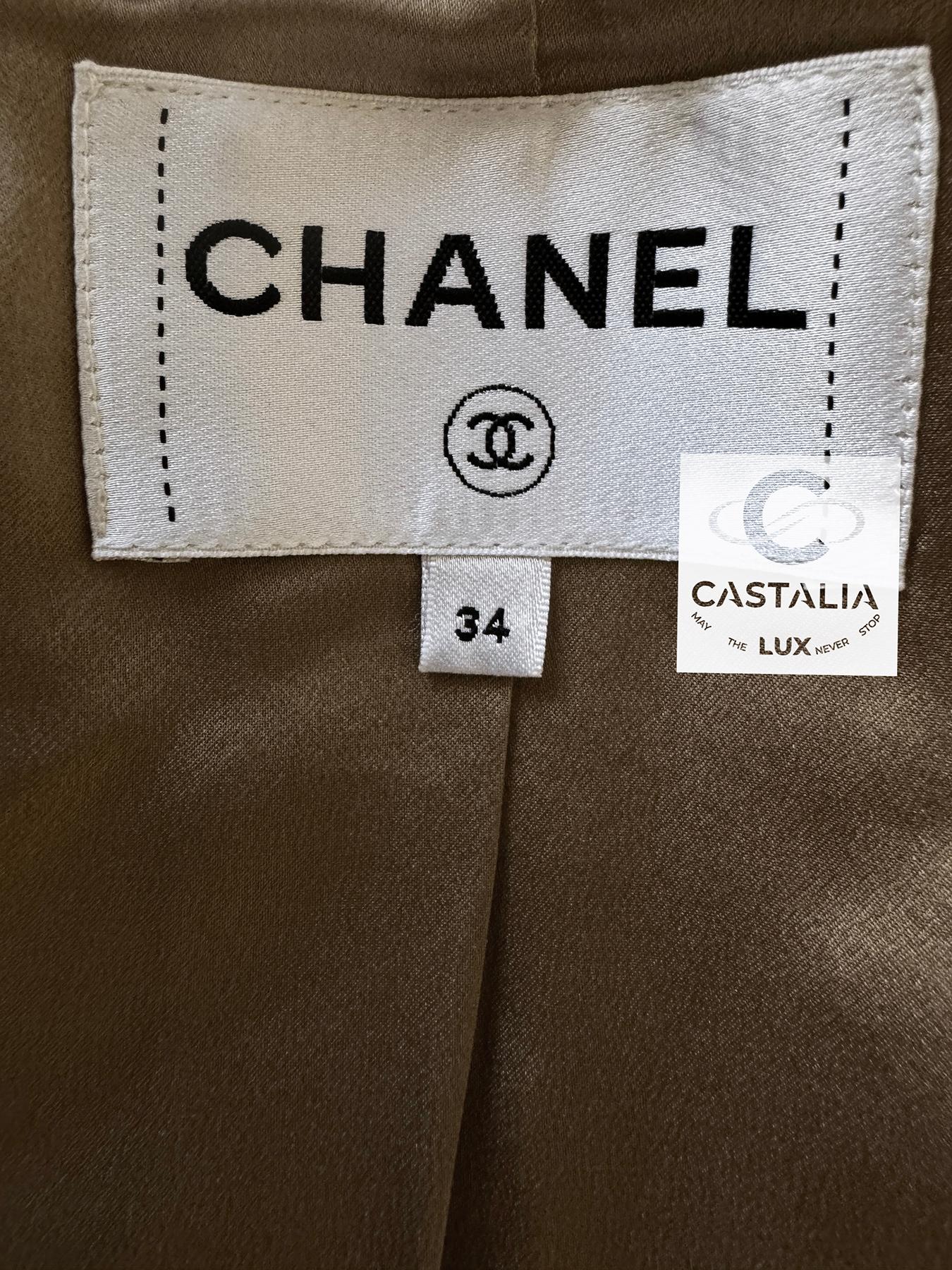 Chanel 14K$ Beige Ribbon Tweed Trench Coat 13