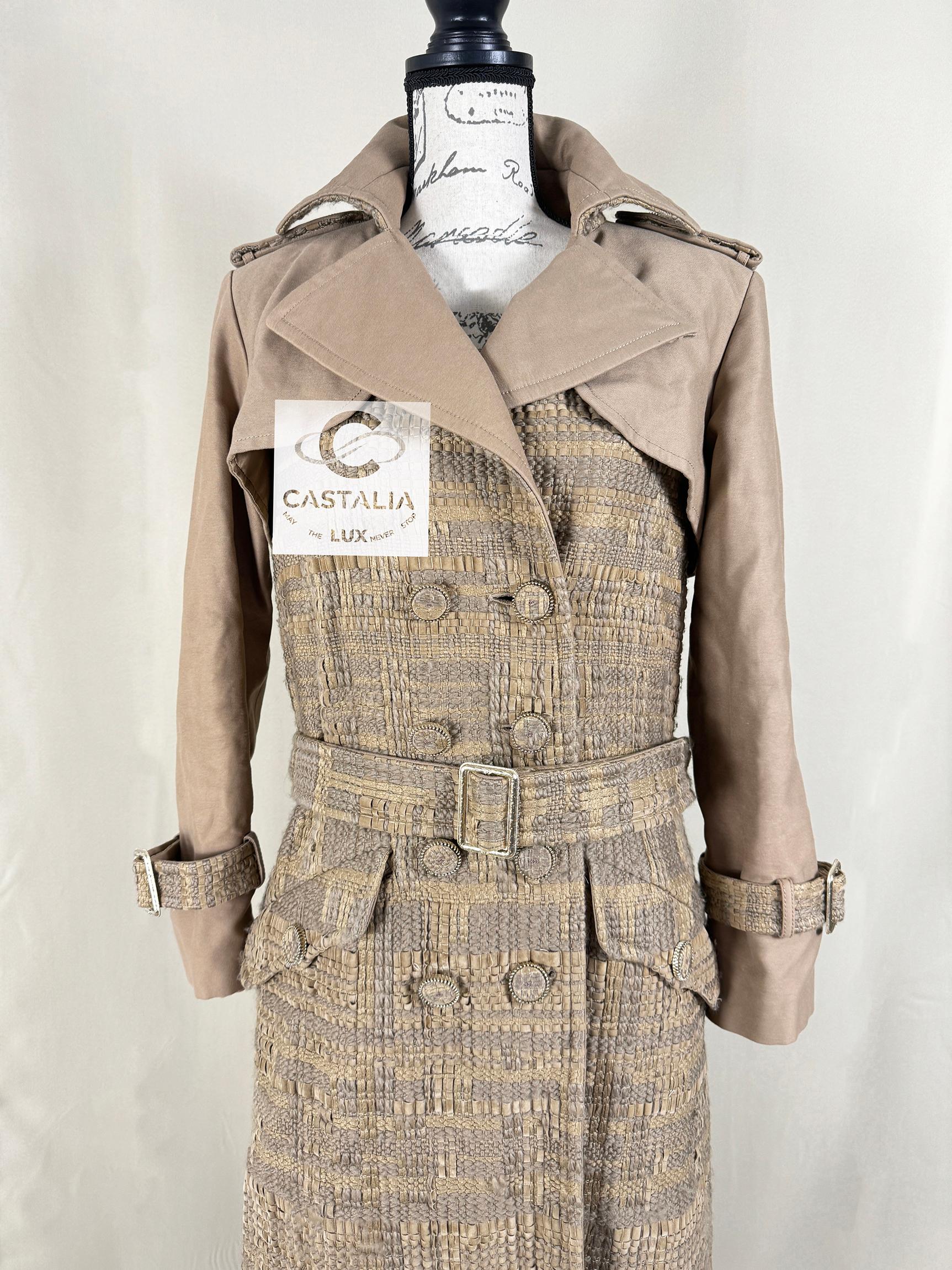 Chanel 14K$ Beige Ribbon Tweed Trench Coat 2
