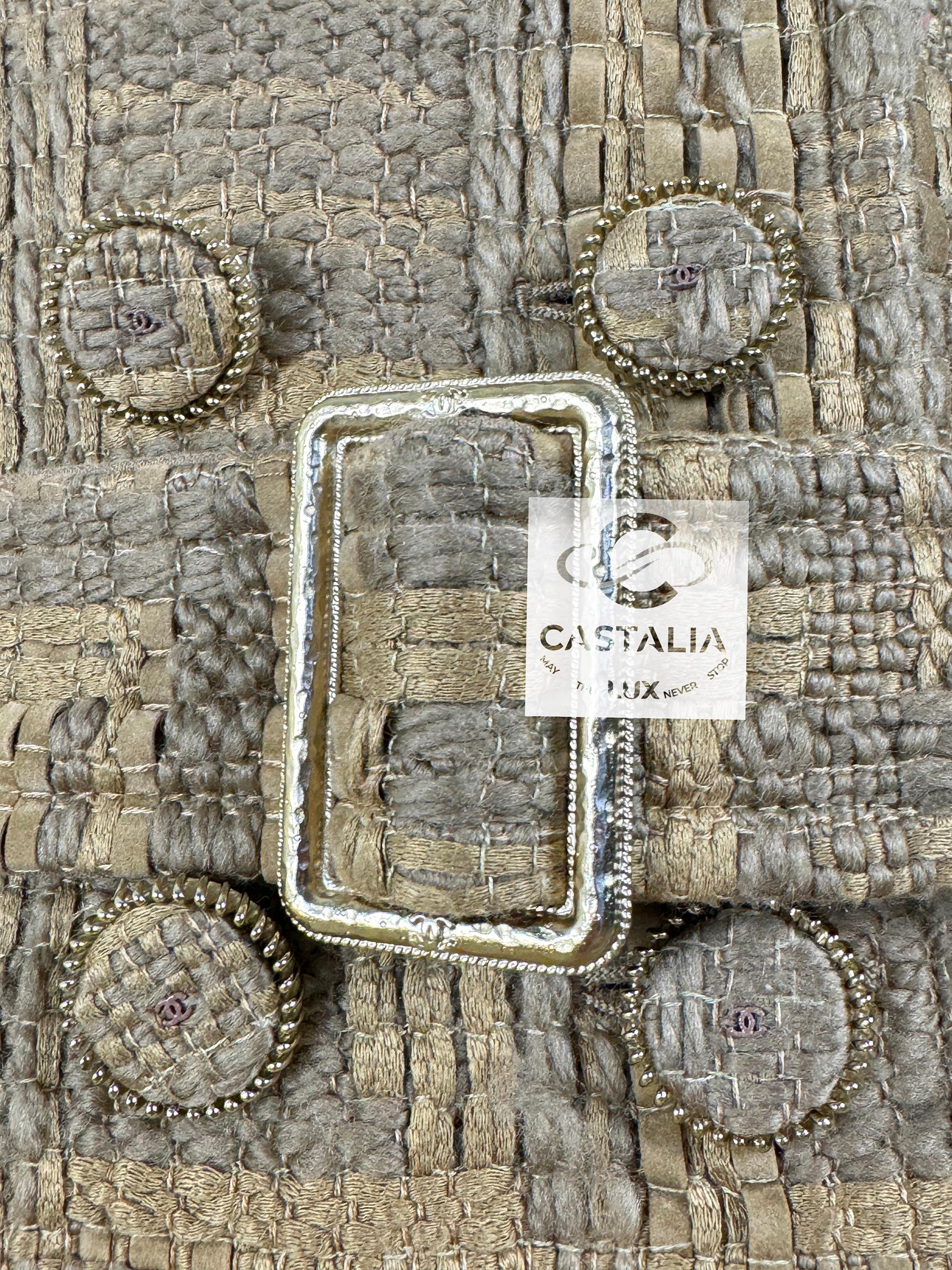 Chanel 14K$ Beige Ribbon Tweed Trench Coat 4