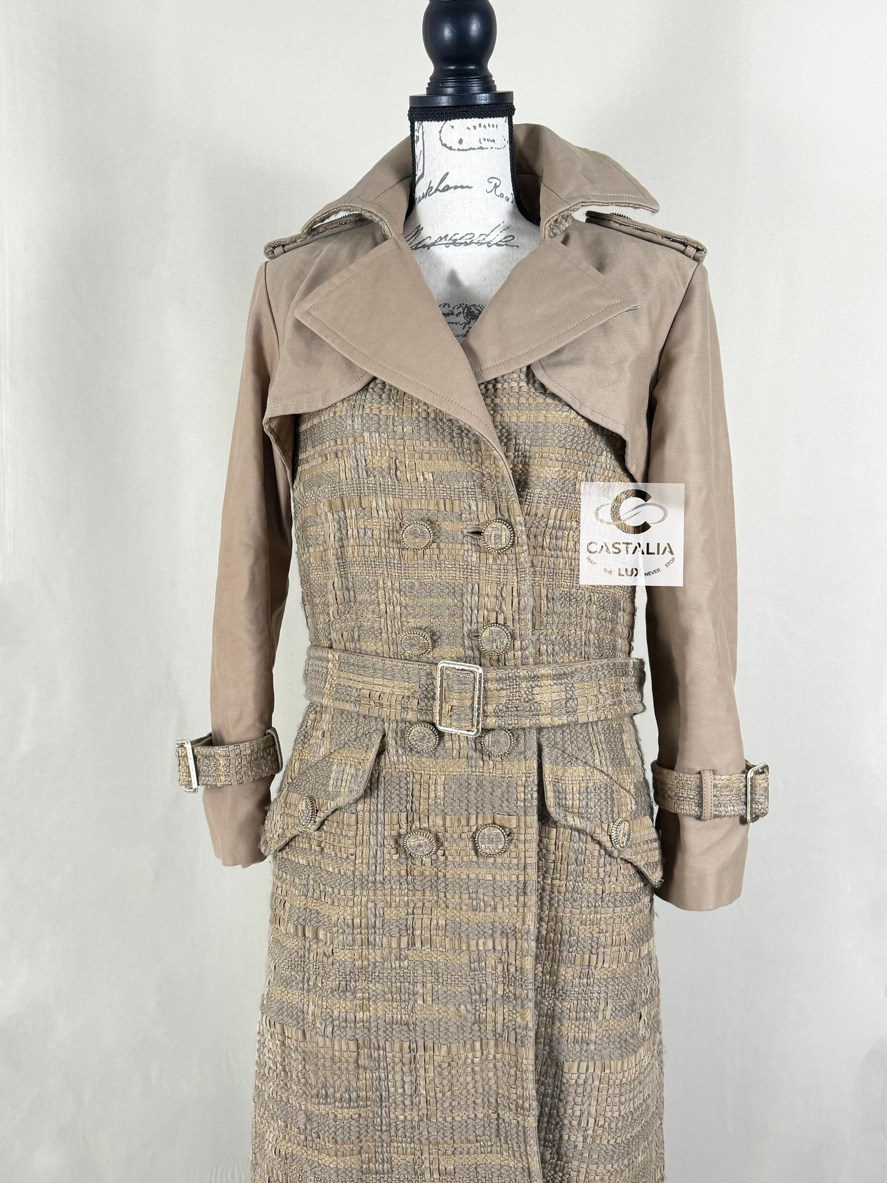 Chanel 14K$ Beige Ribbon Tweed Trench Coat 5