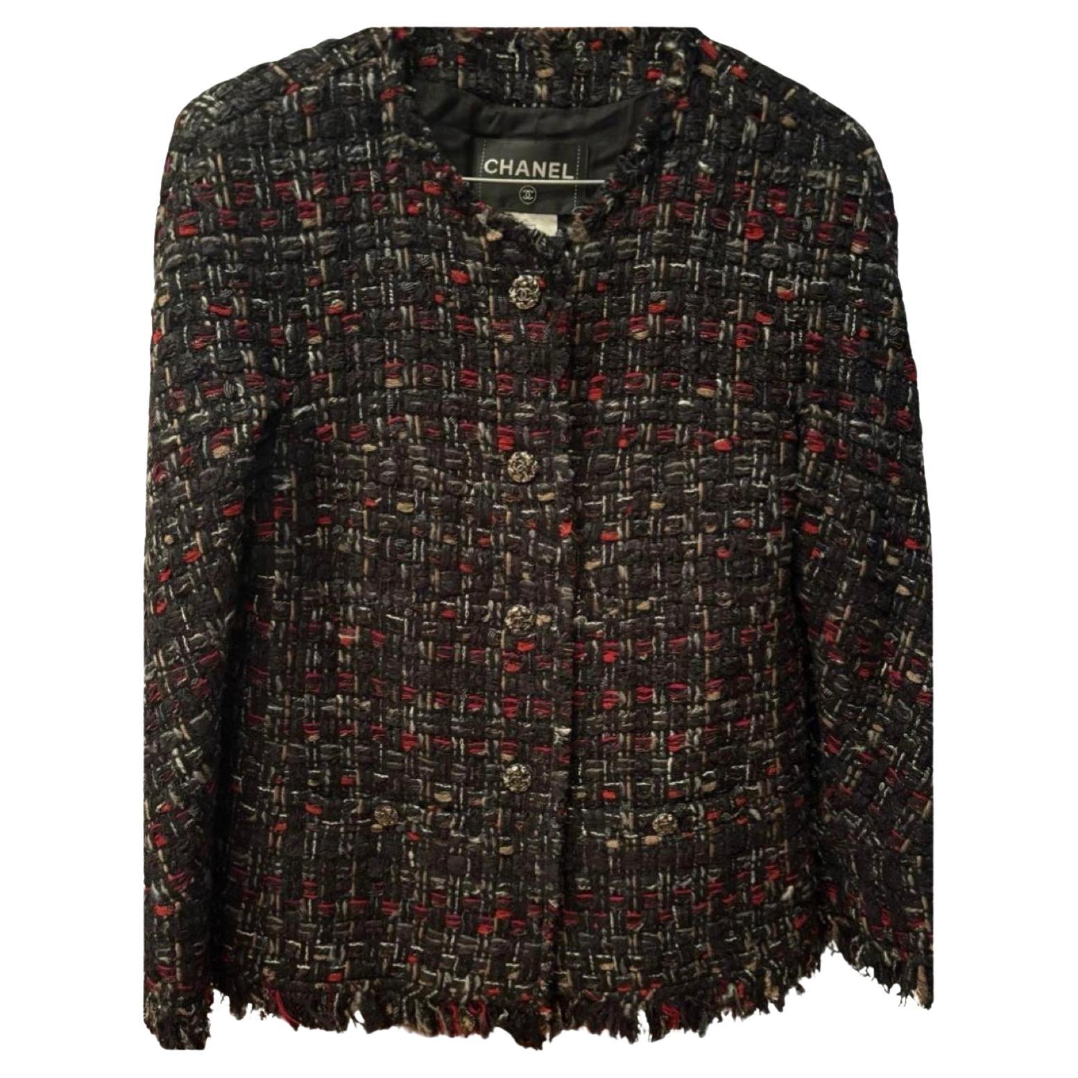 Chanel 14K$ Giacca in tweed con nastro nero 42 FR