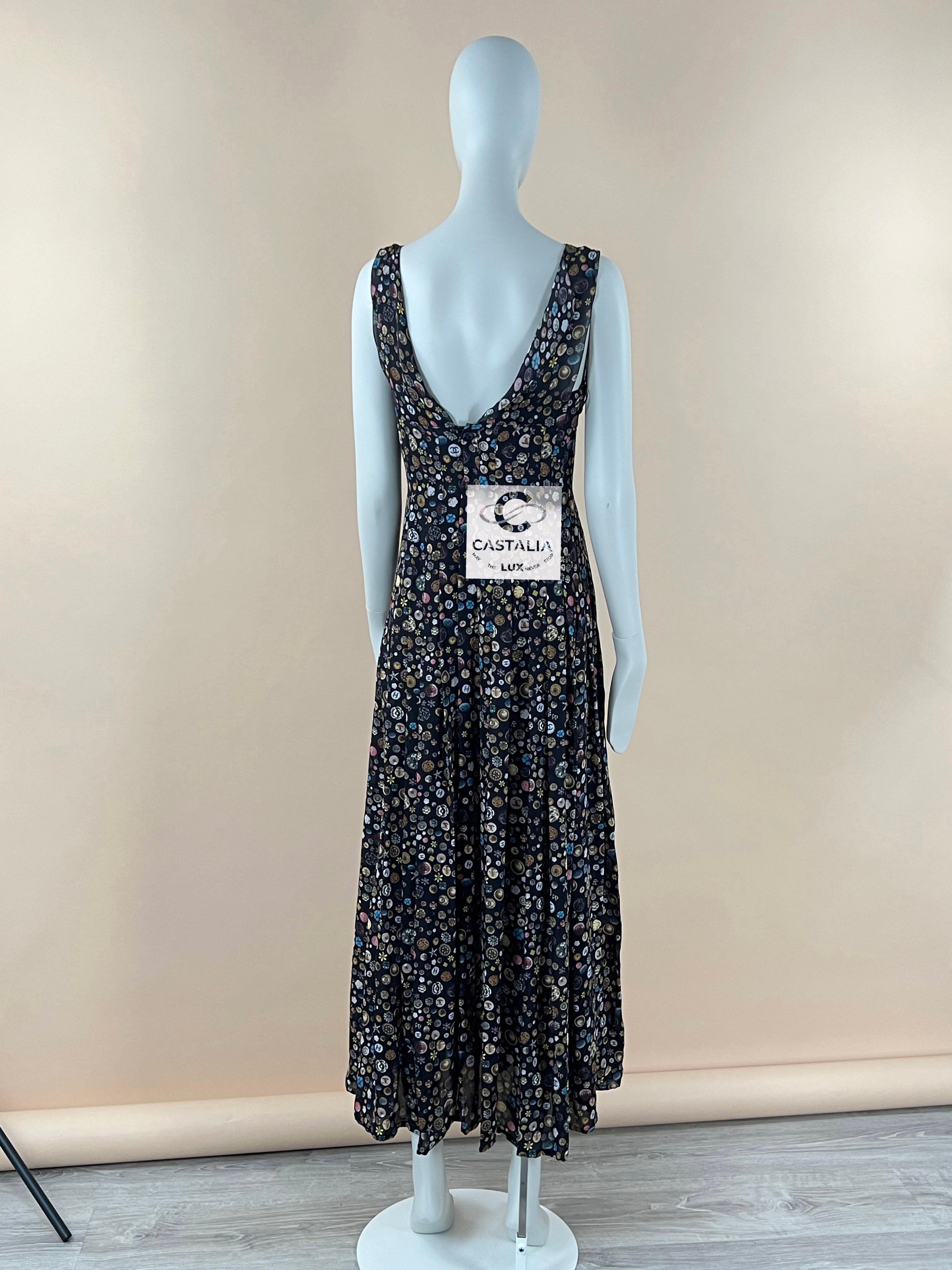 Chanel 14K$ CC Logo Maxi Schwarz Seidenkleid 36 FR im Angebot 6