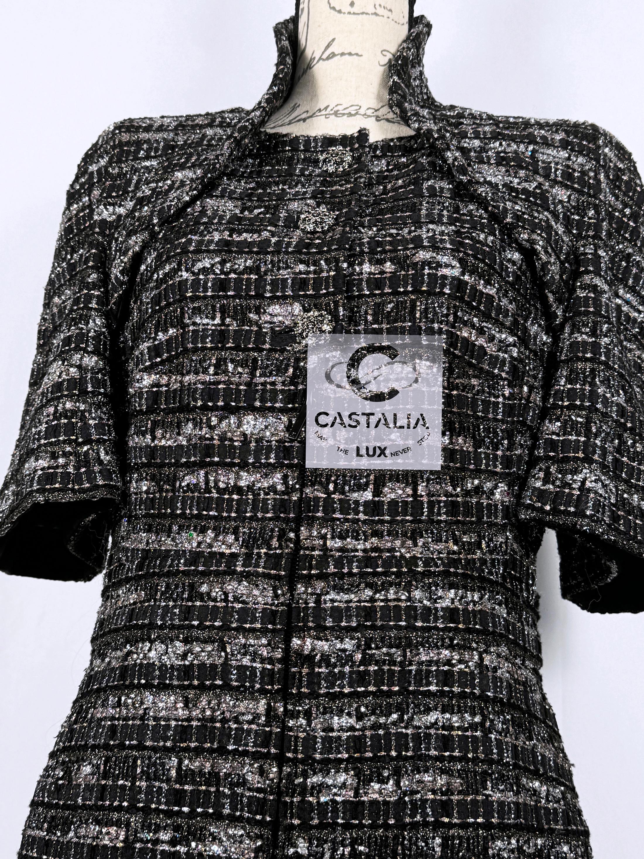 Chanel 14K$ Celeb Style  Black Ribbon Tweed Jacket Rare 38 FR For Sale 10