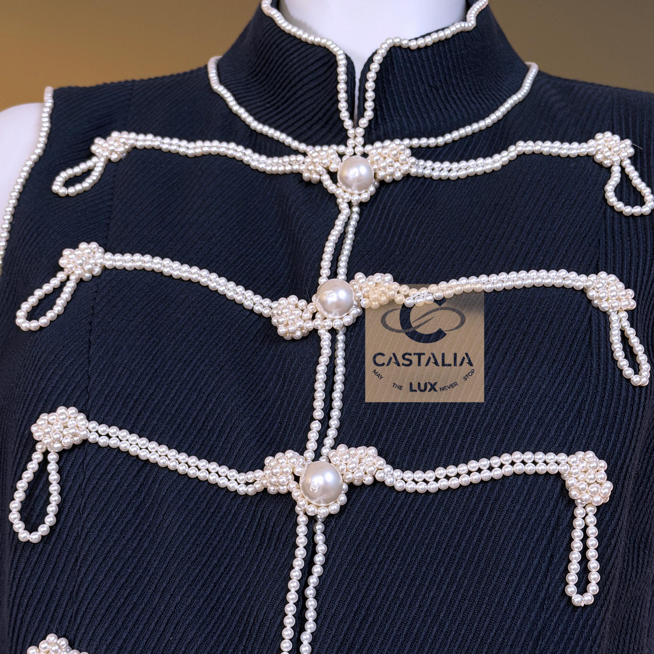 CHANEL 14K$ Extrem Selten 2009 Perlenbesetztes Kleid 38 FR im Angebot 11