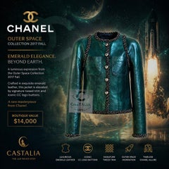 CHANEL 14K$ Herbst 2017 COSMIC Smaragd Lederjacke 38 FR