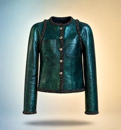 CHANEL 14K$ Herbst 2017 COSMIC Smaragd Lederjacke 38 FR