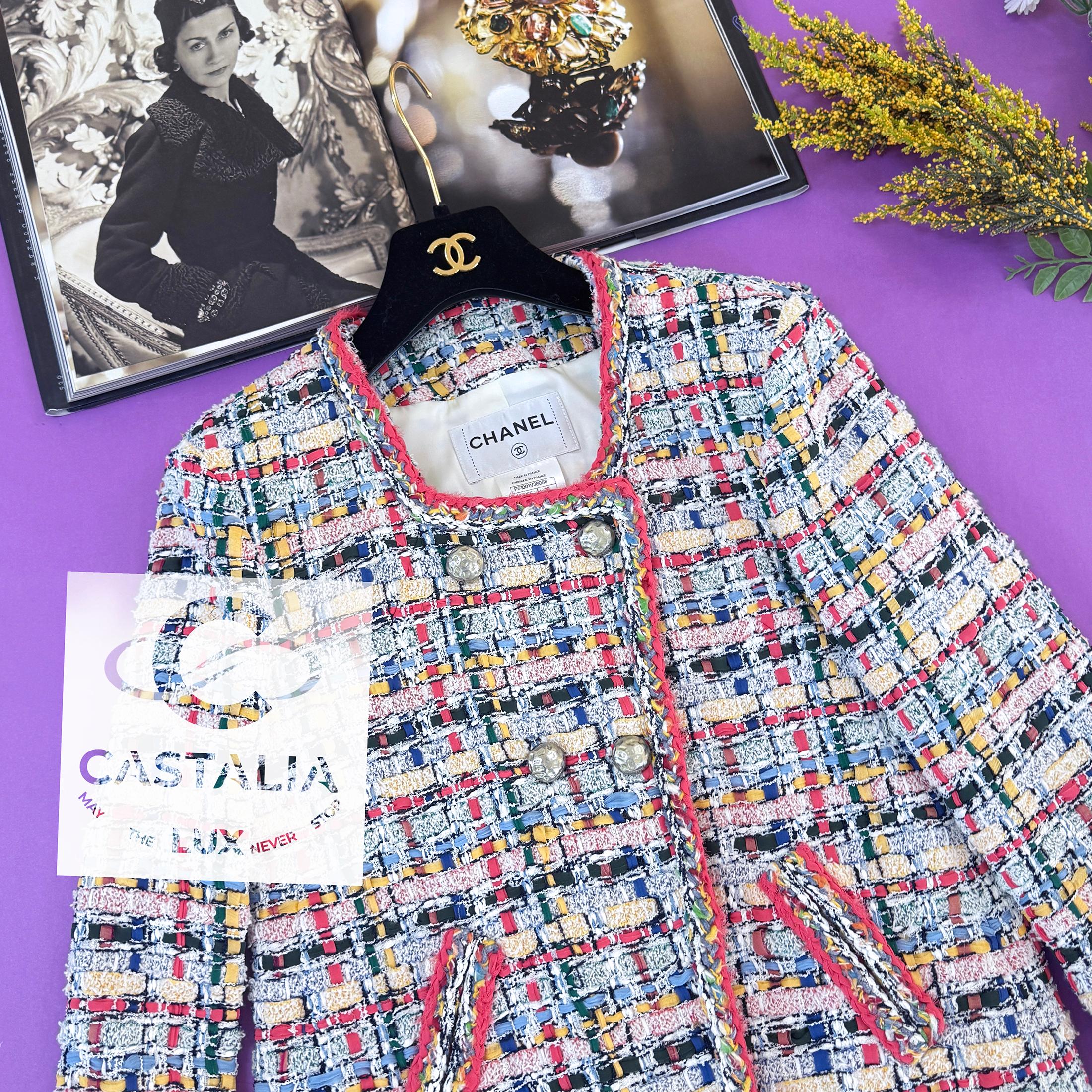 Chanel 14K$ Incredible Ribbon Tweed Jacket 38 FR For Sale 5