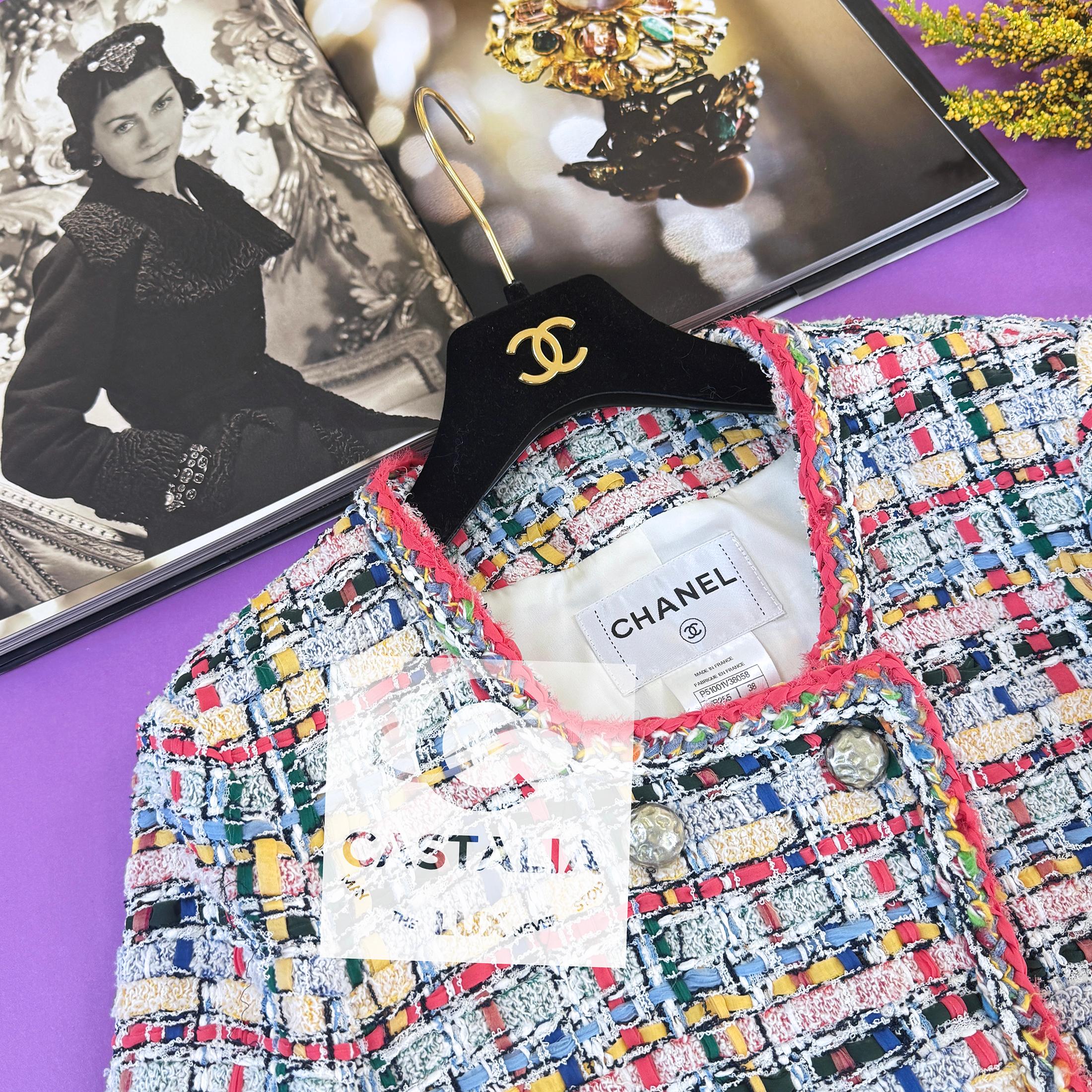 Women's or Men's Chanel 14K$ Incredible Ribbon Tweed Jacket 38 FR For Sale