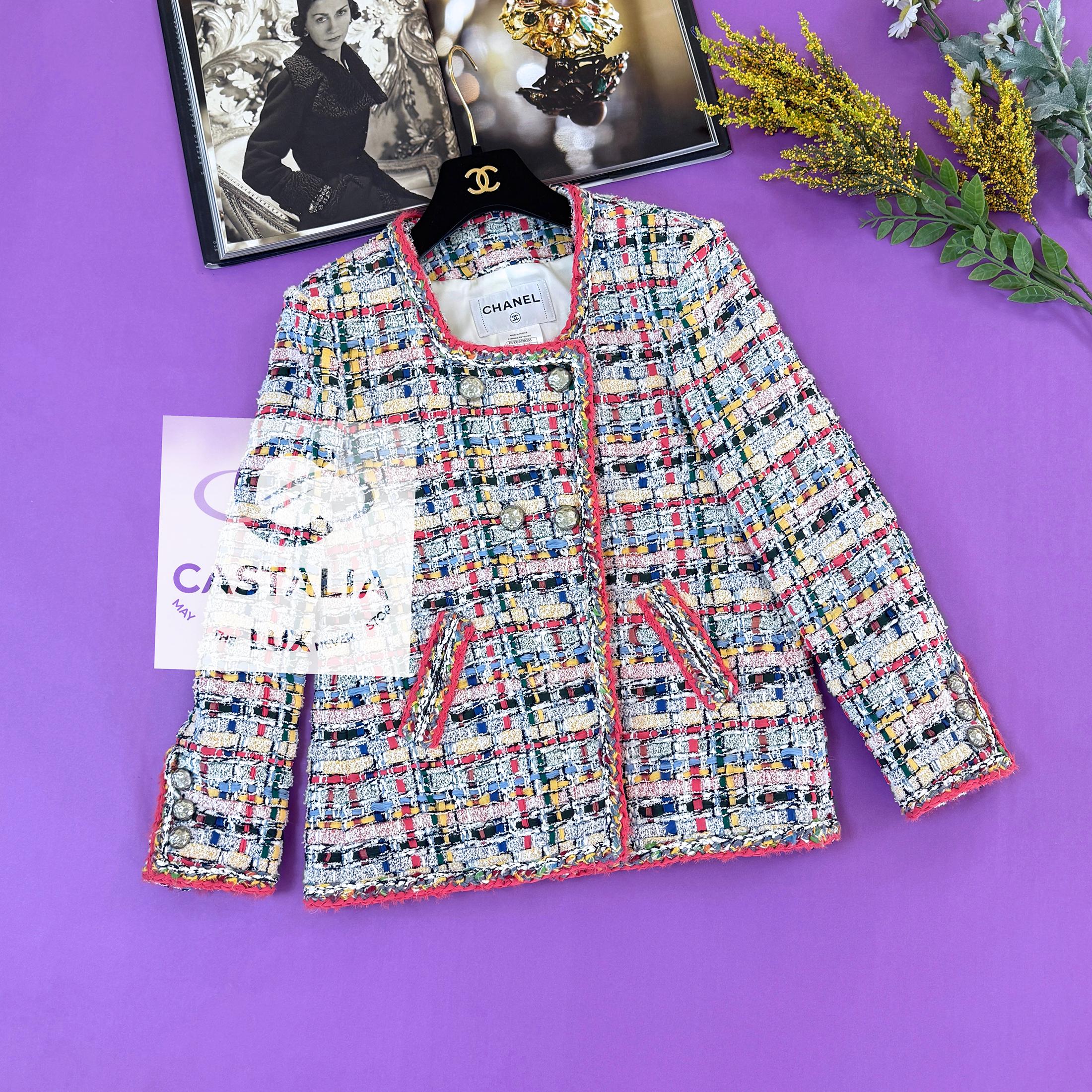 Chanel 14K$ Incredible Ribbon Tweed Jacket 38 FR For Sale 4