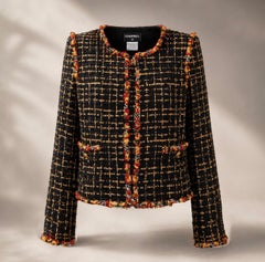 CHANEL 14K$ Jewel Embellished Black Ribbon Tweed Jacket 34 FR