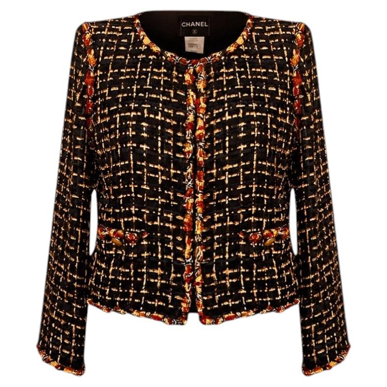 CHANEL 14K$ Jewel Embellished Black Ribbon Tweed Jacket 34 FR For Sale
