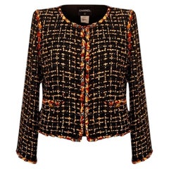CHANEL 14K$ Jewel verschönert schwarzes Band Tweed Jacke 34 FR