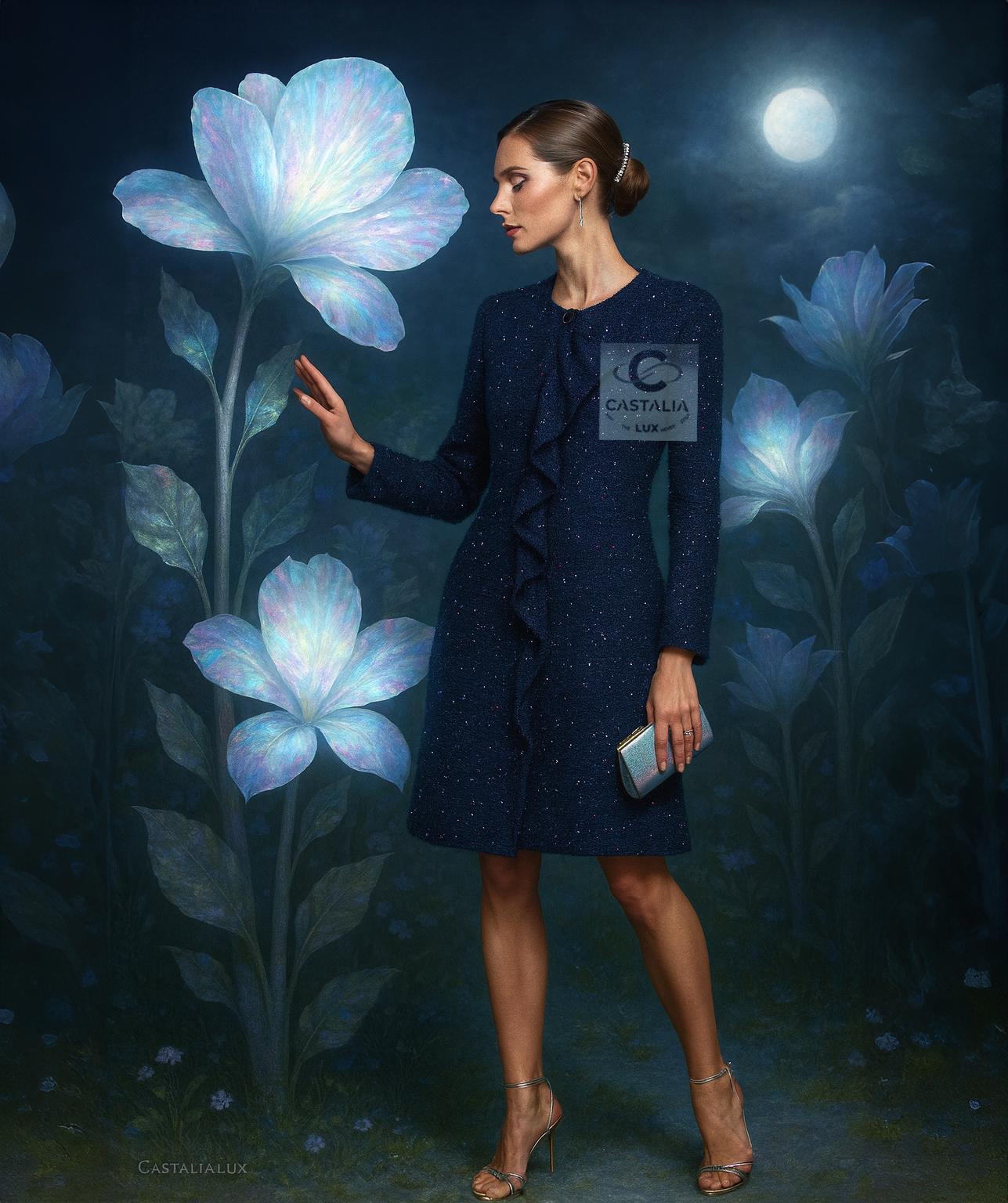 CHANEL 14K$ Jewel Logo Emebellished Twed Mantel 38 FR (Schwarz) im Angebot