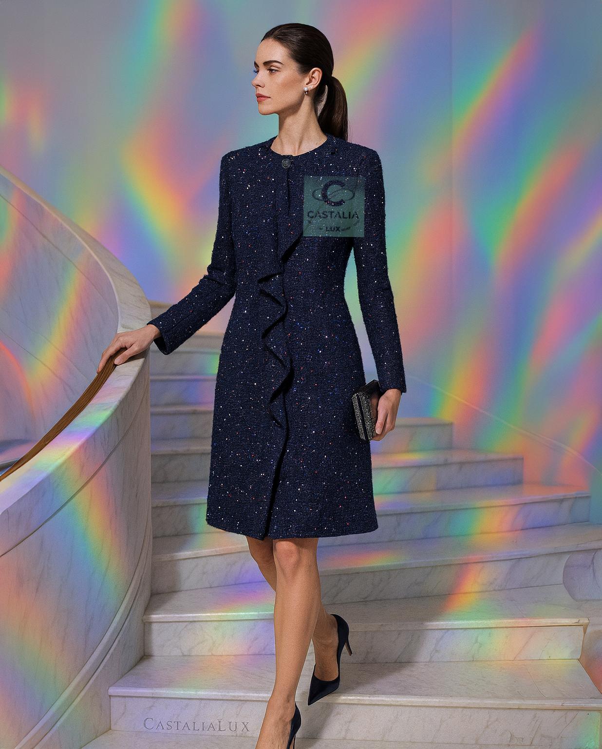 CHANEL 14K$ Jewel Logo Emebellished Twed Mantel 38 FR für Damen oder Herren im Angebot