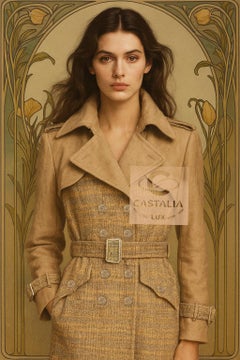 CHANEL 14K$ Abrigo de tweed con lazo beige 34 FR