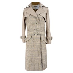 CHANEL 14K$ Abrigo de tweed con lazo beige 34 FR