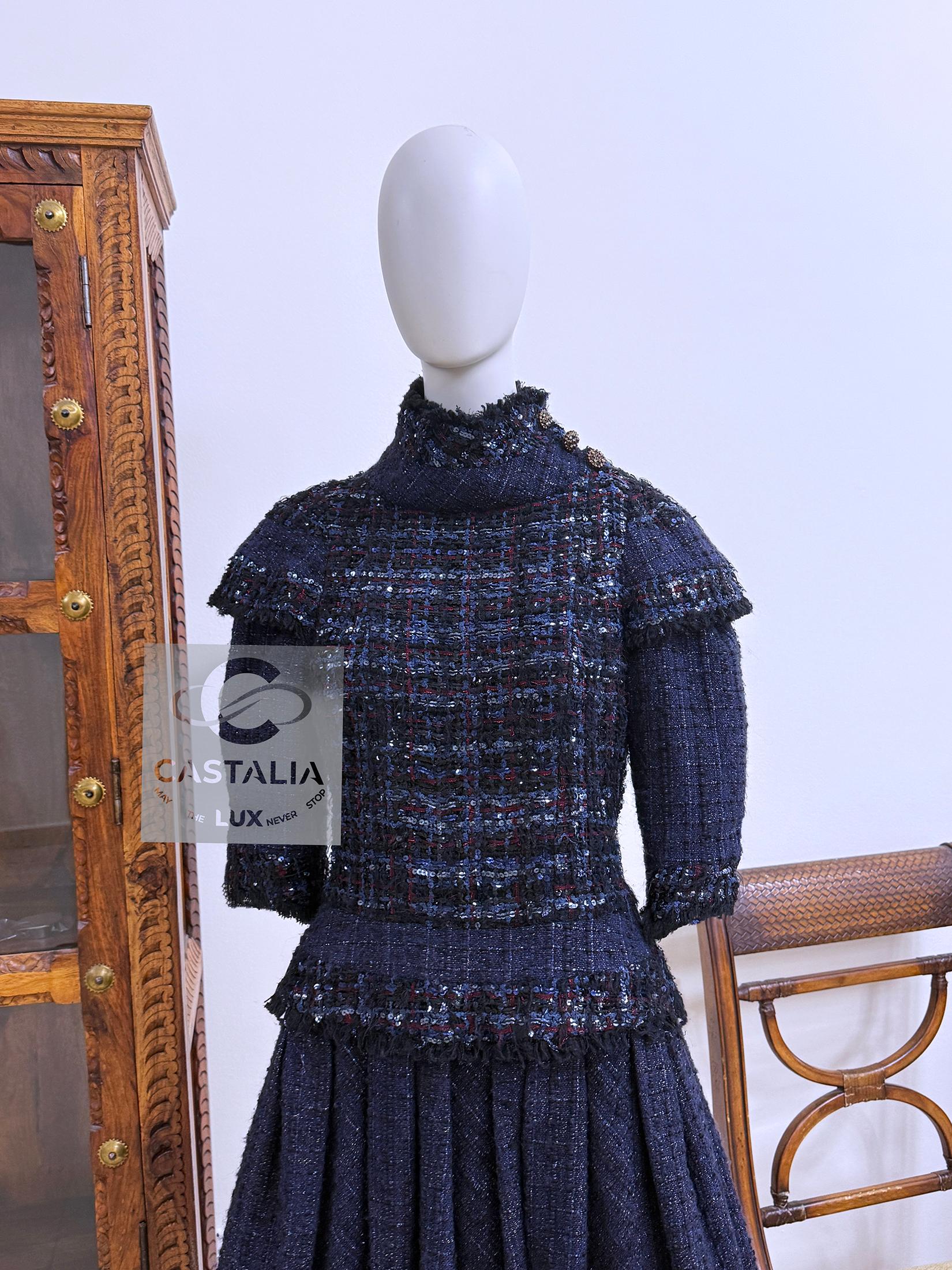 Chanel 15K$ Worth Paris / Edinburg Runway Tweed Dress 36 FR en vente 1