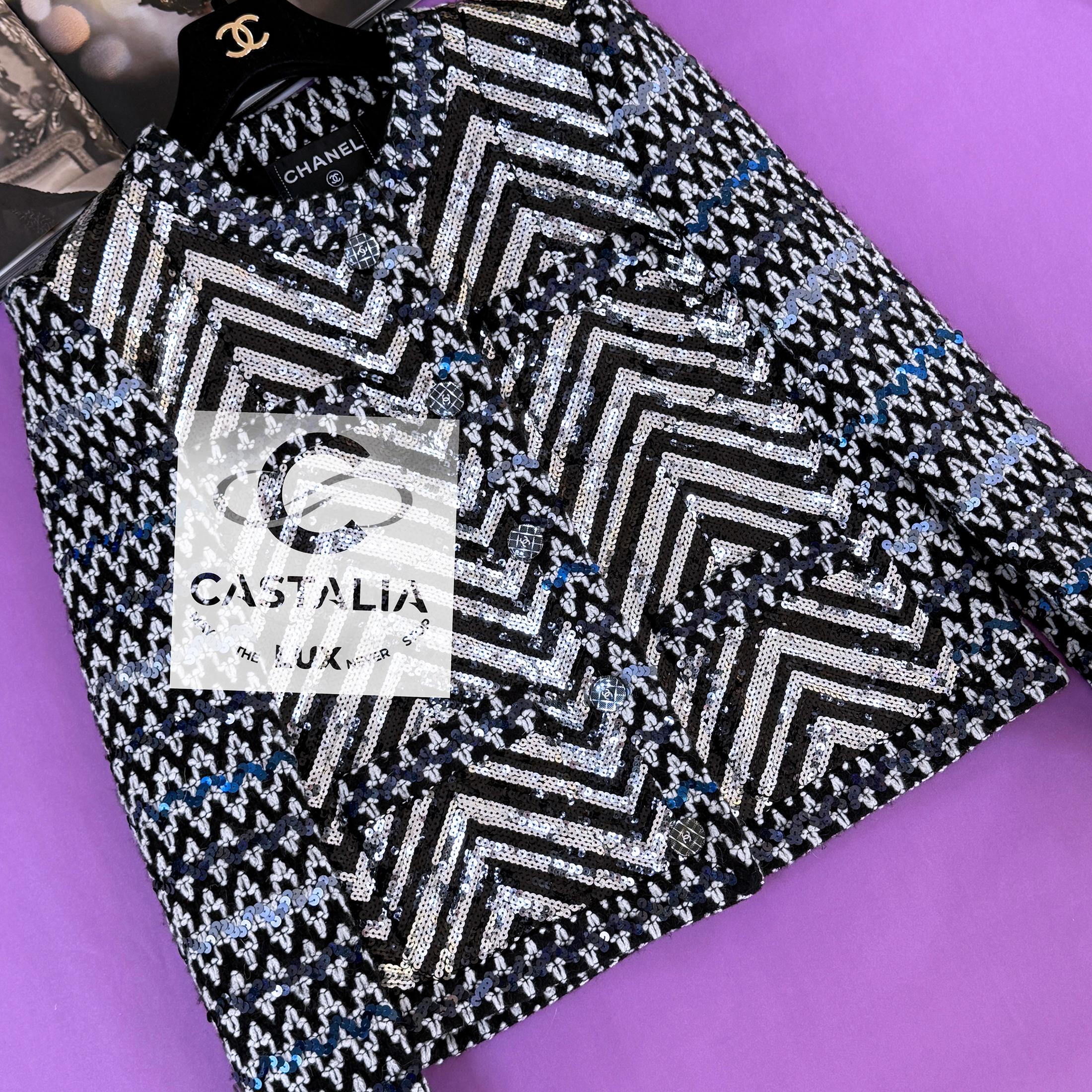 Chanel 14K$ New 2022 Iridescent Sequin Tweed Jacket 36 FR 5