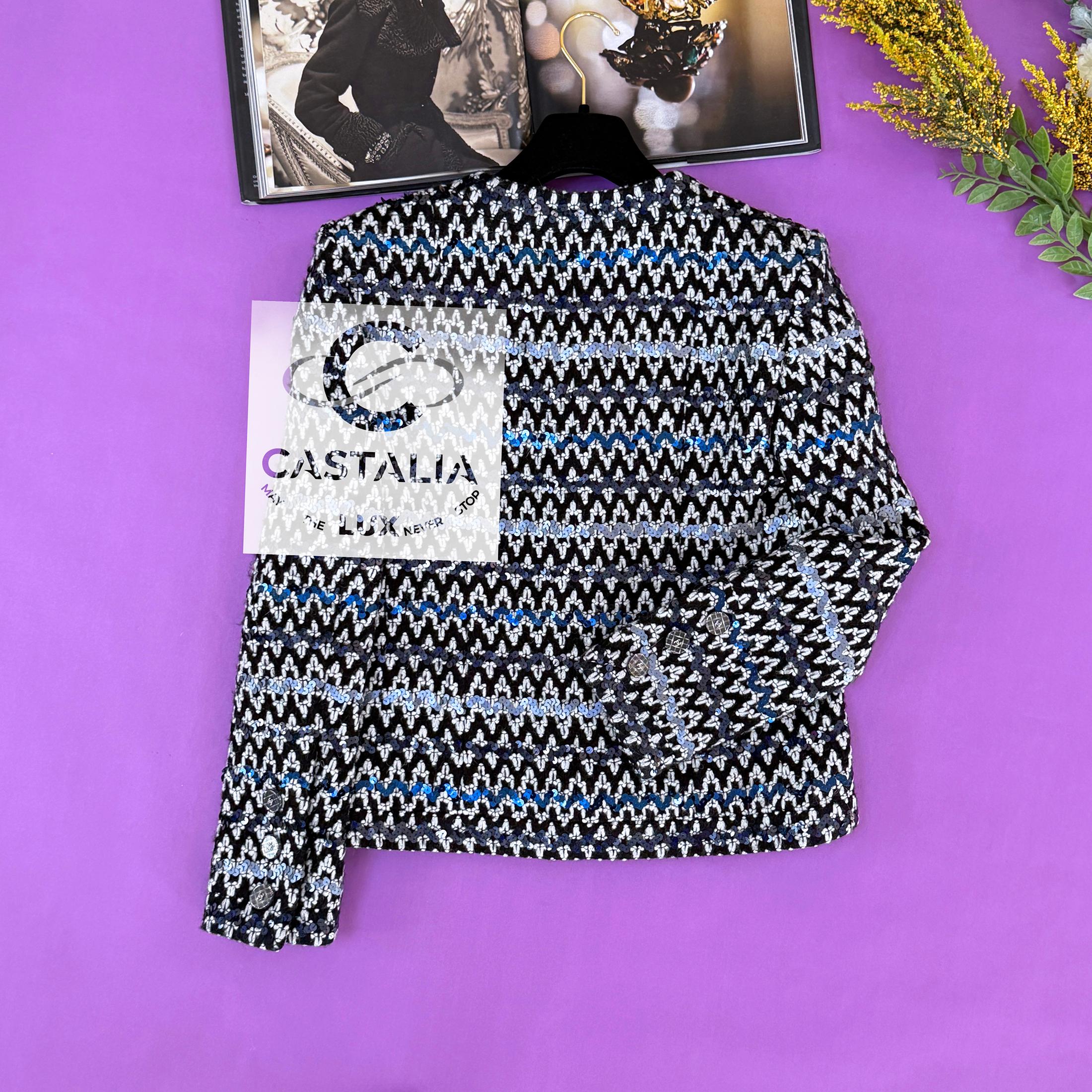 Chanel 14K$ New 2022 Iridescent Sequin Tweed Jacket 36 FR 9