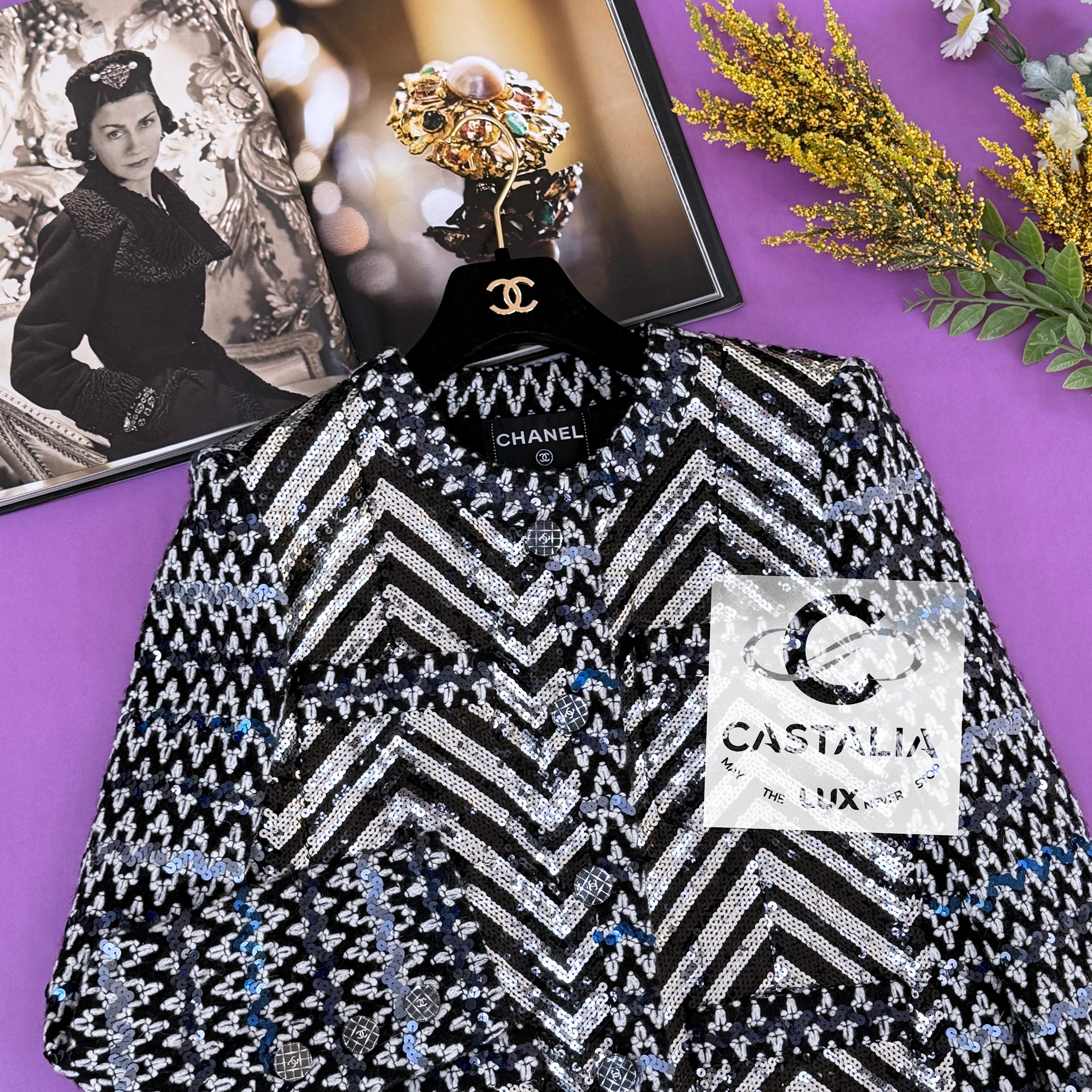 Chanel 14K$ New 2022 Iridescent Sequin Tweed Jacket 36 FR 4