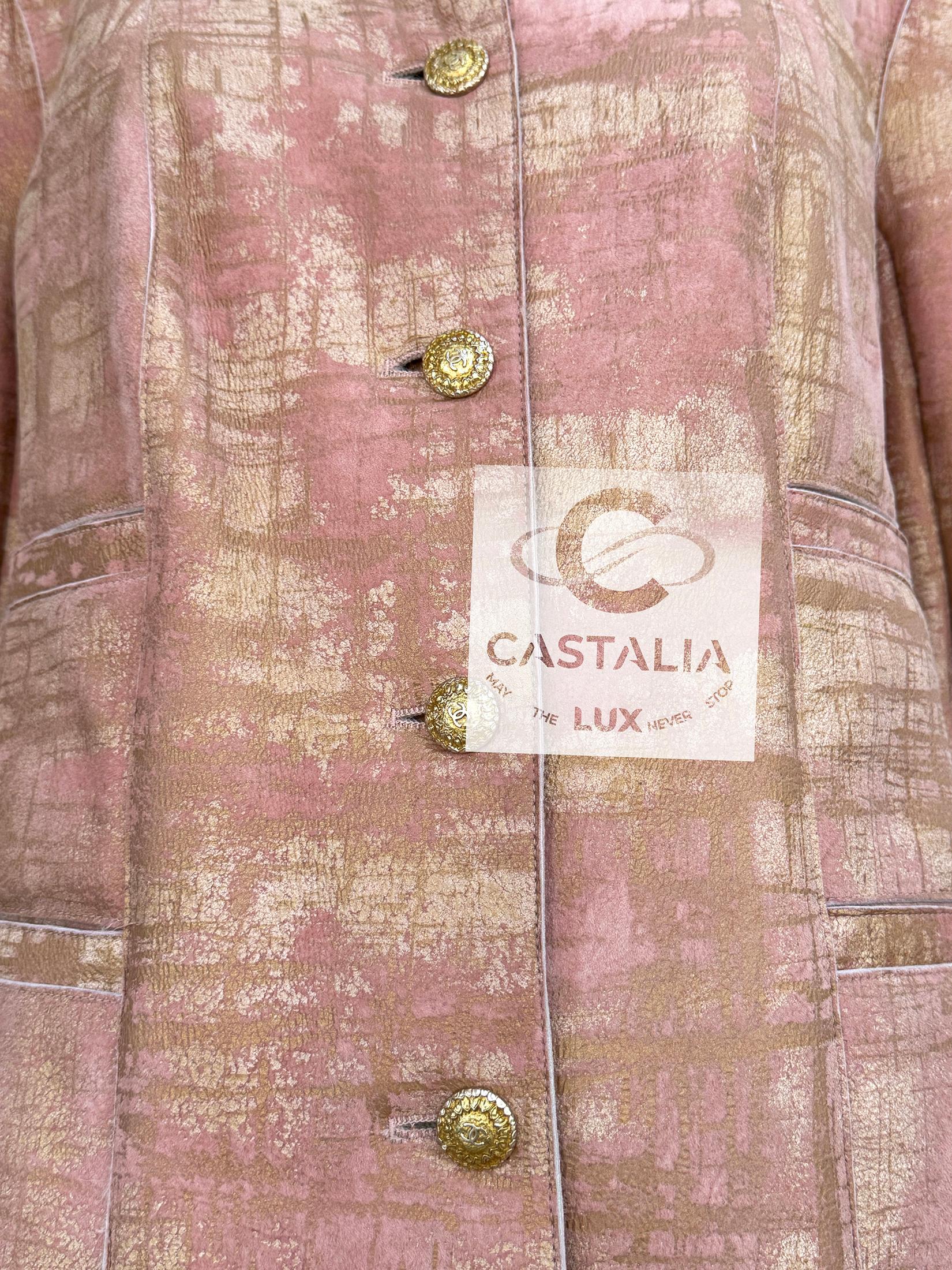 Chanel 14K$ New Iridescent Leather Shearling Jacket 44 FR im Angebot 12