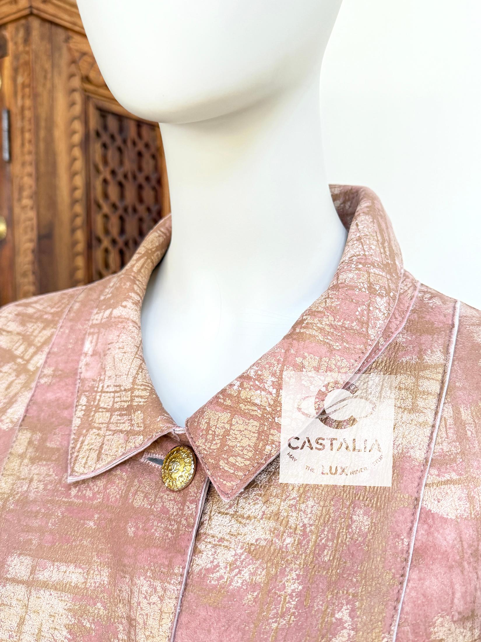 Chanel 14K$ New Iridescent Leather Shearling Jacket 44 FR 13