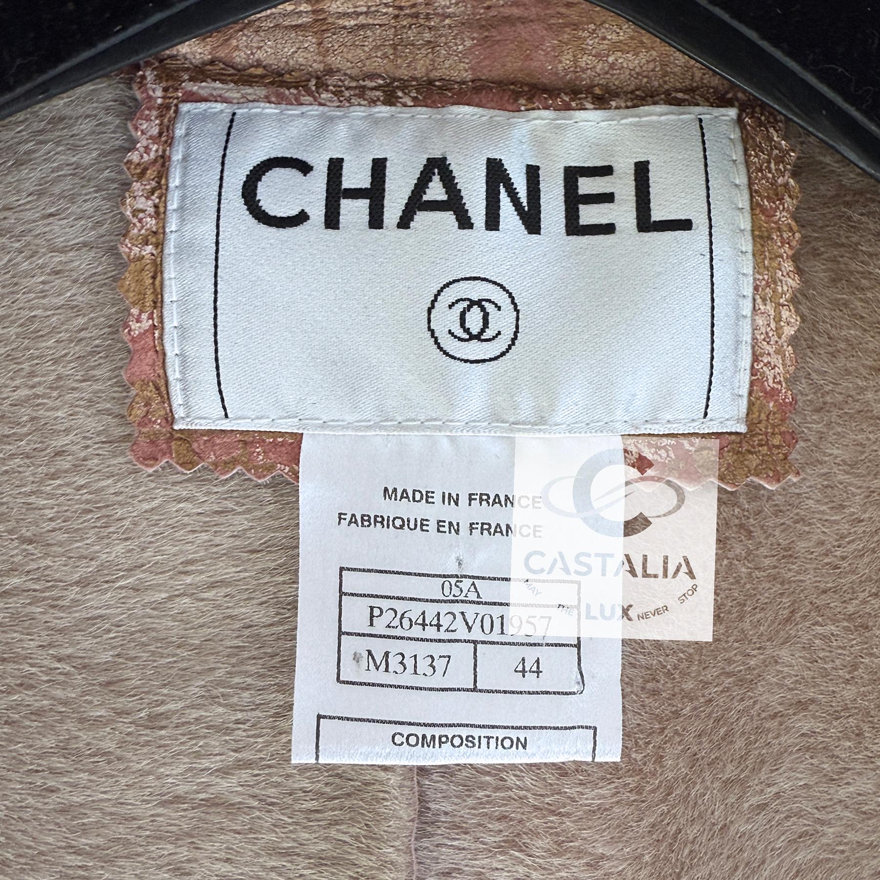 Chanel 14K$ New Iridescent Leather Shearling Jacket 44 FR im Angebot 14