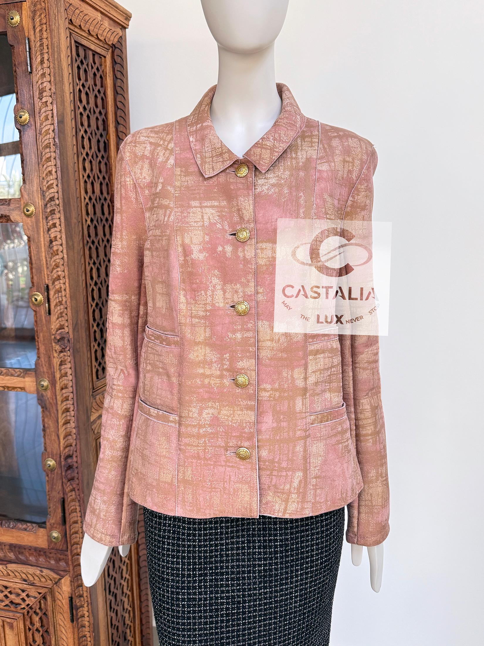 Chanel 14K$ New Iridescent Leather Shearling Jacket 44 FR für Damen oder Herren im Angebot