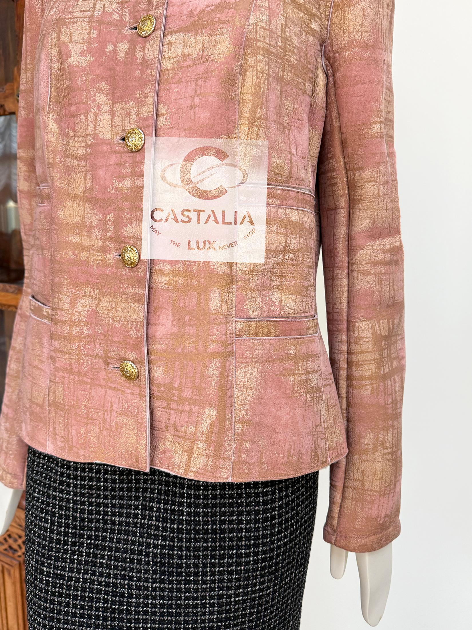 Chanel 14K$ New Iridescent Leather Shearling Jacket 44 FR im Angebot 3
