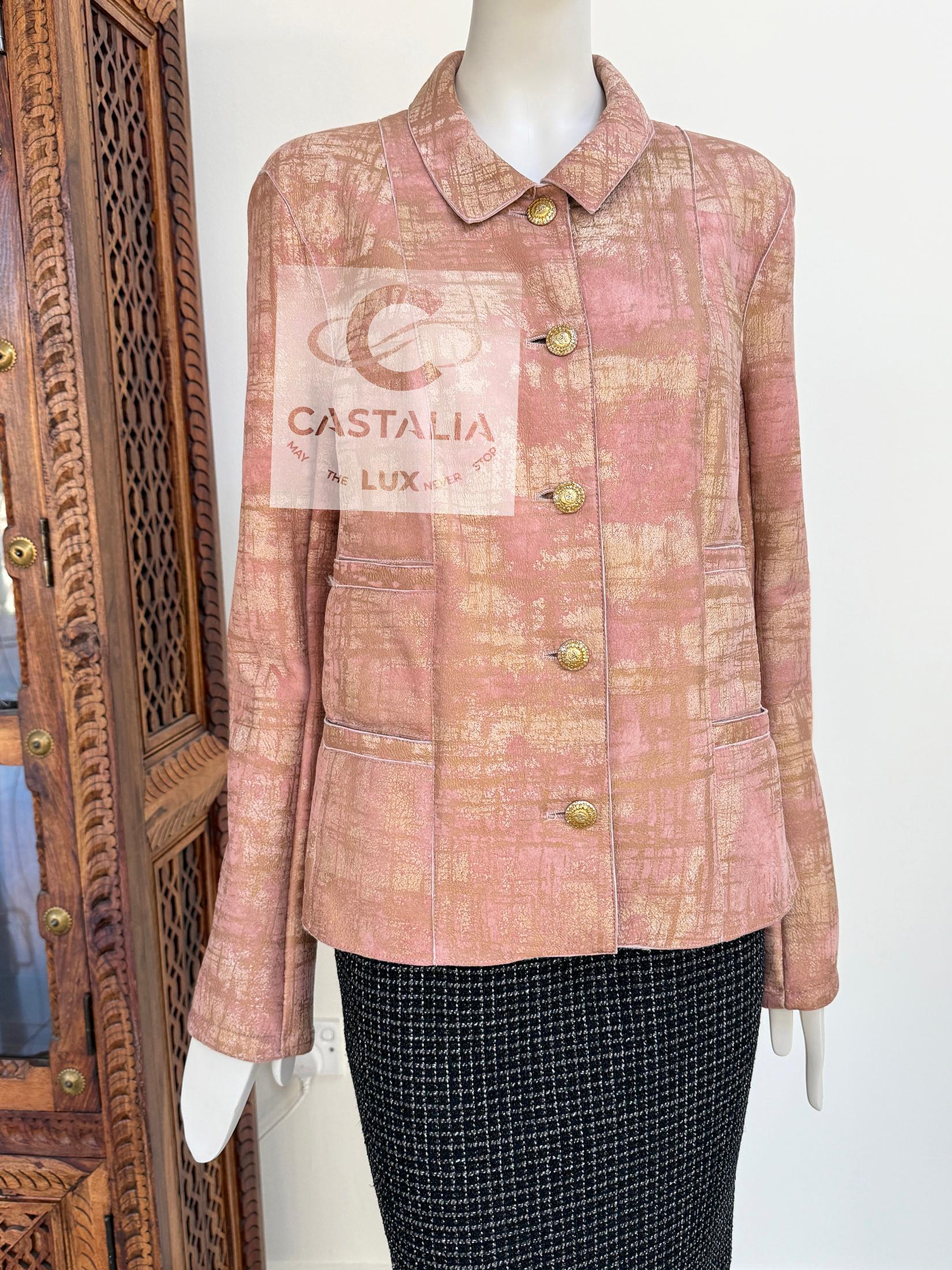 Chanel 14K$ New Iridescent Leather Shearling Jacket 44 FR im Angebot 4