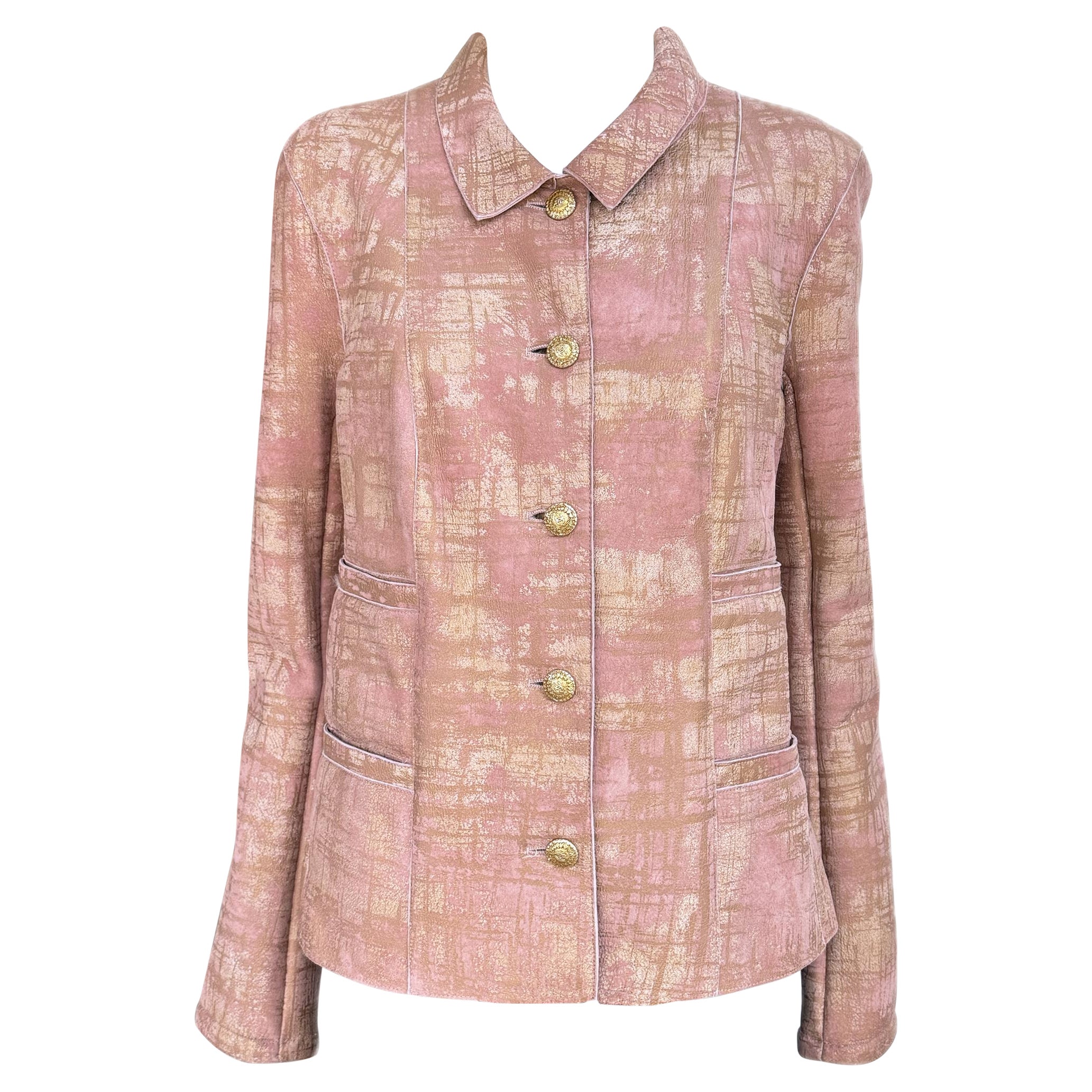Chanel 14K$ New Iridescent Leather Shearling Jacket 44 FR im Angebot